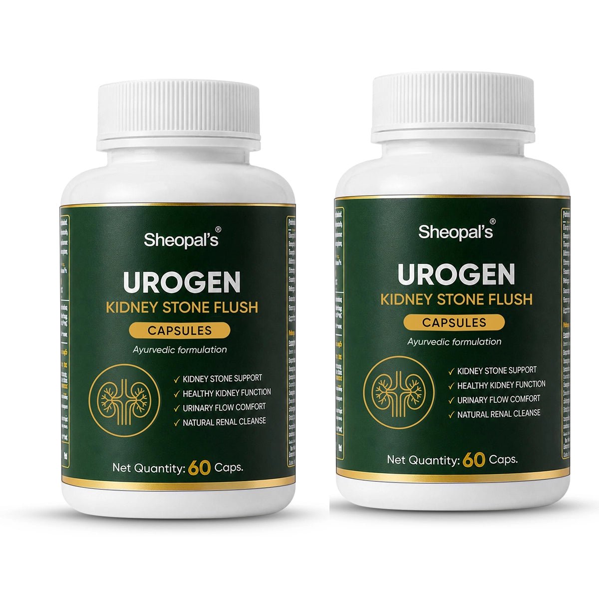 Sheopal’s UROGEN Kidney Stone Flush | Ayurvedic Kidney Care Capsules for Urinary Comfort | 60 Caps.