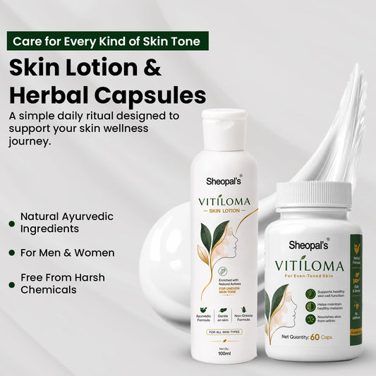 Sheopal's Vitiloma Combo | Skin Lotion + Capsules for Healthy-Looking Skin Tone