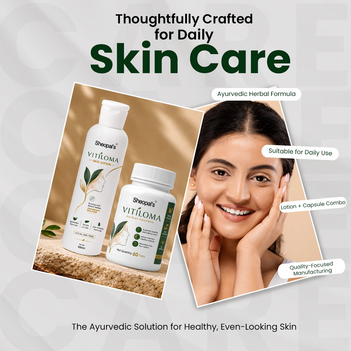 Sheopal's Vitiloma Combo | Skin Lotion + Capsules for Healthy-Looking Skin Tone