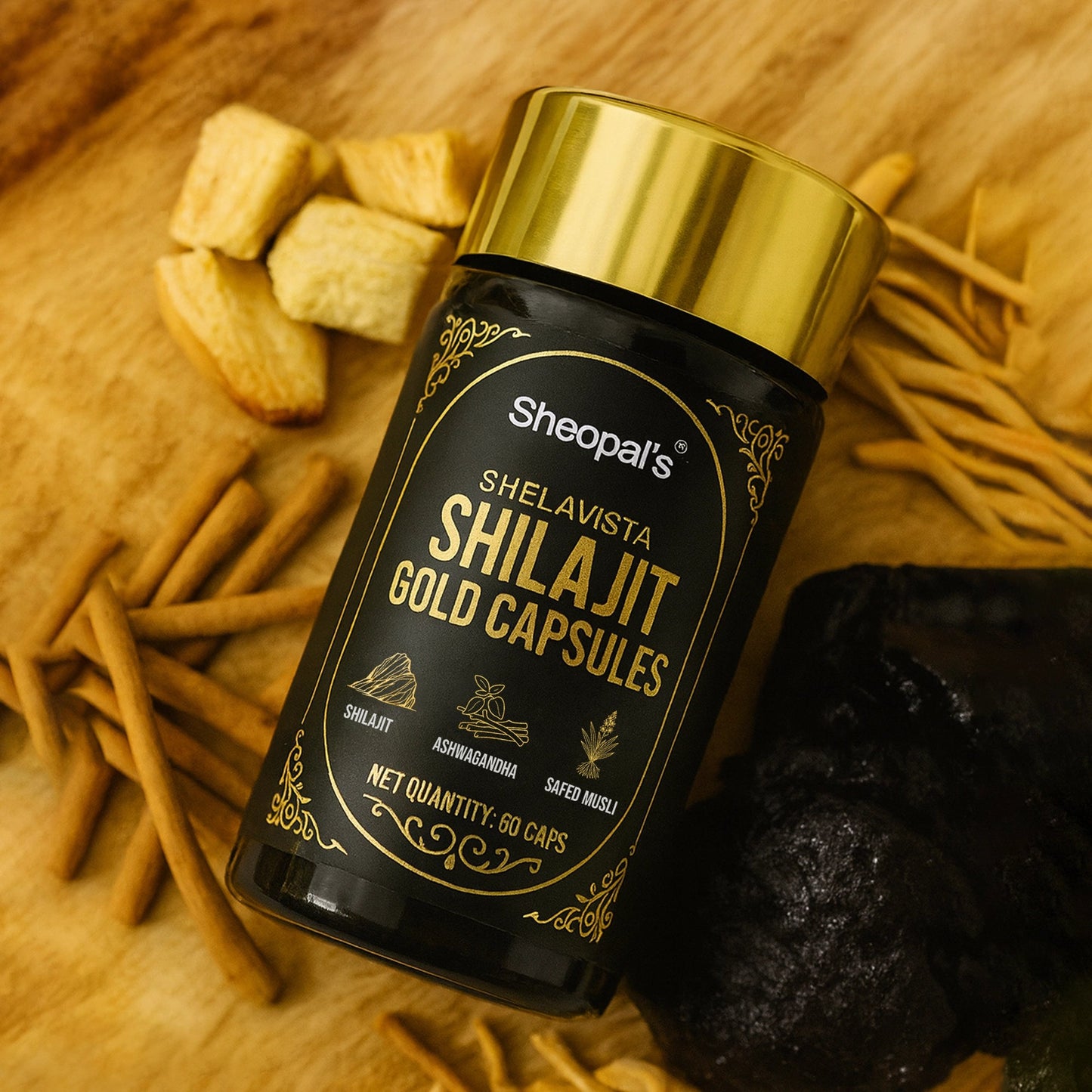 Shelavista Shilajit Gold Capsules - Natural Support to Enhance Energy, Stamina, and Vitality Sheopals