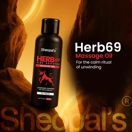 Sheopal’s Herb69 Vibe Booster Massage Oil | Ayurvedic Oil for Men’s Wellness | 50ml
