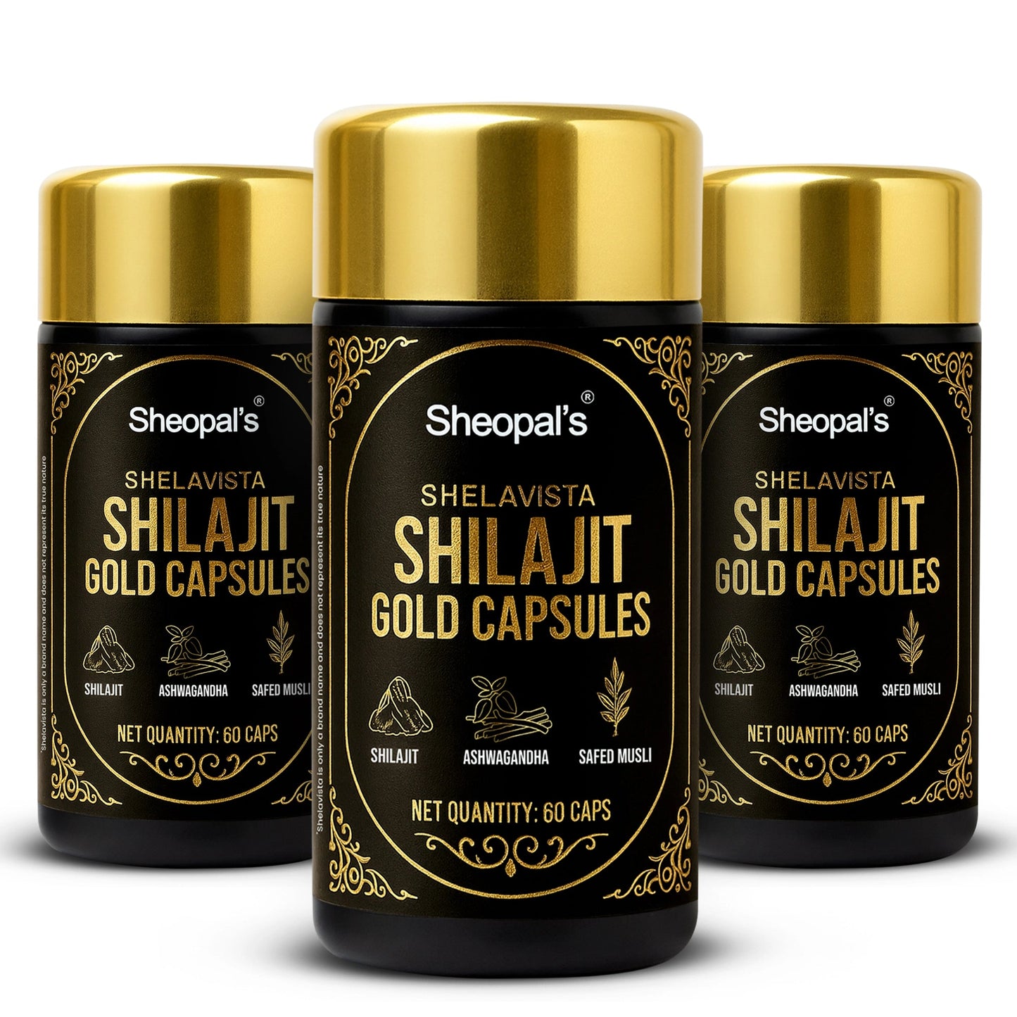 Sheopal's Shilajit Gold Capsules Shelavista - Natural Support to Enhance Energy, Stamina, and Vitality Sheopals