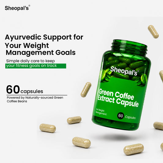 Sheopal’s Green Coffee Extract Capsules | Ayurvedic Weight Management Support | 60 Capsules
