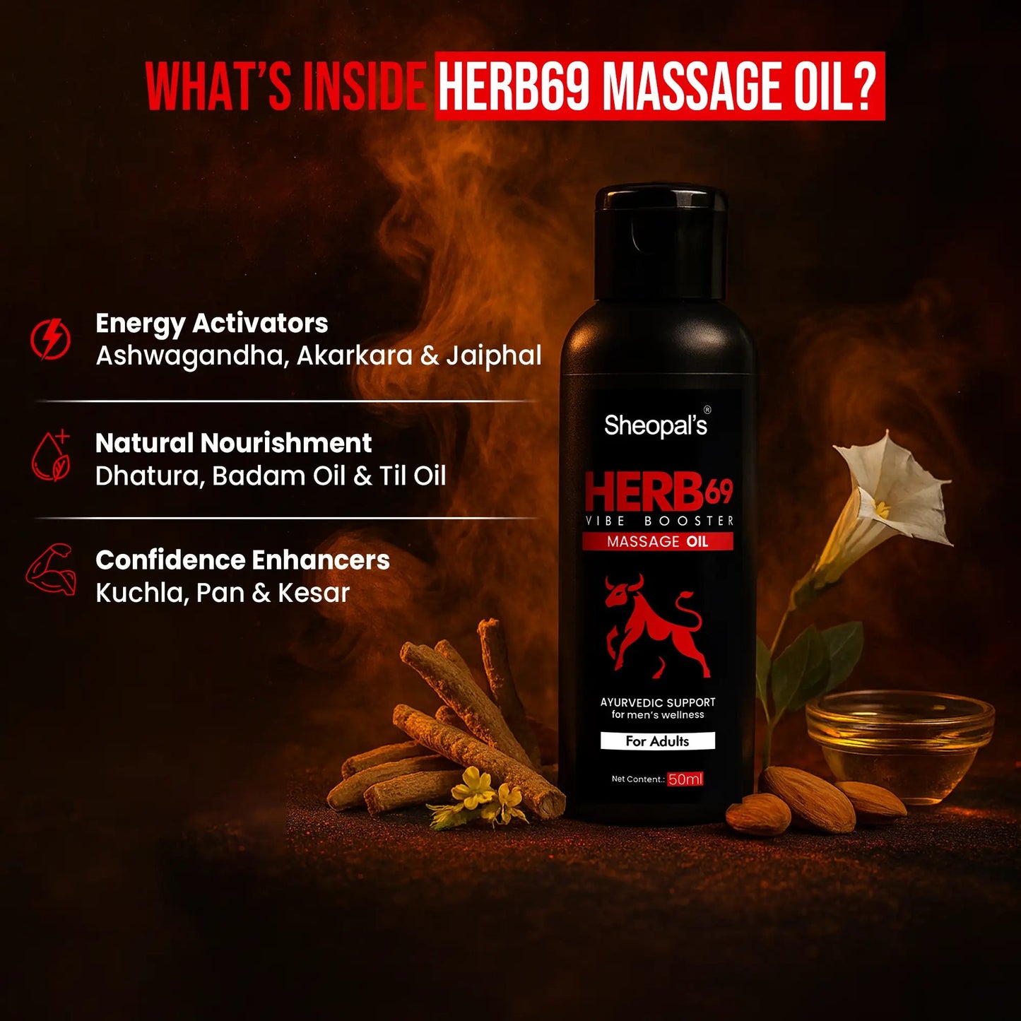 Herb69 Vibe Booster Oil | Ultimate Stamina Booster for Energy & Performance Sheopals