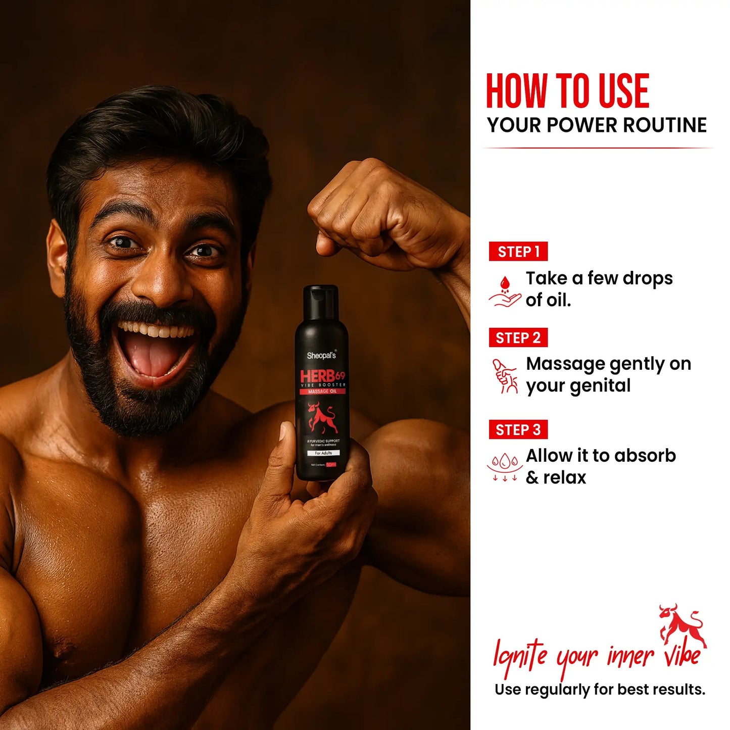 Herb69 Vibe Booster Oil | Ultimate Stamina Booster for Energy & Performance Sheopals