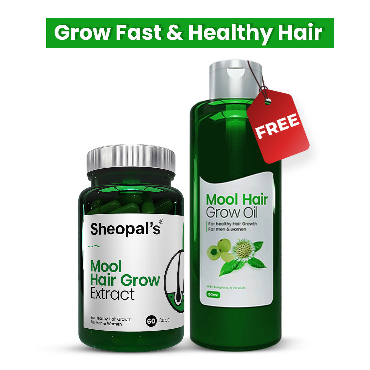 Mool-hair-growth-capsule with Free Mool hair Oil Sheopals