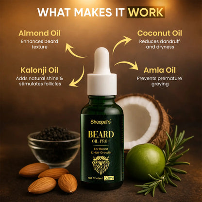 Sheopal’s Beard Oil Pro+ | Daily Beard Grooming & Care Essential | Lightweight Nourishing Oil | 50ml