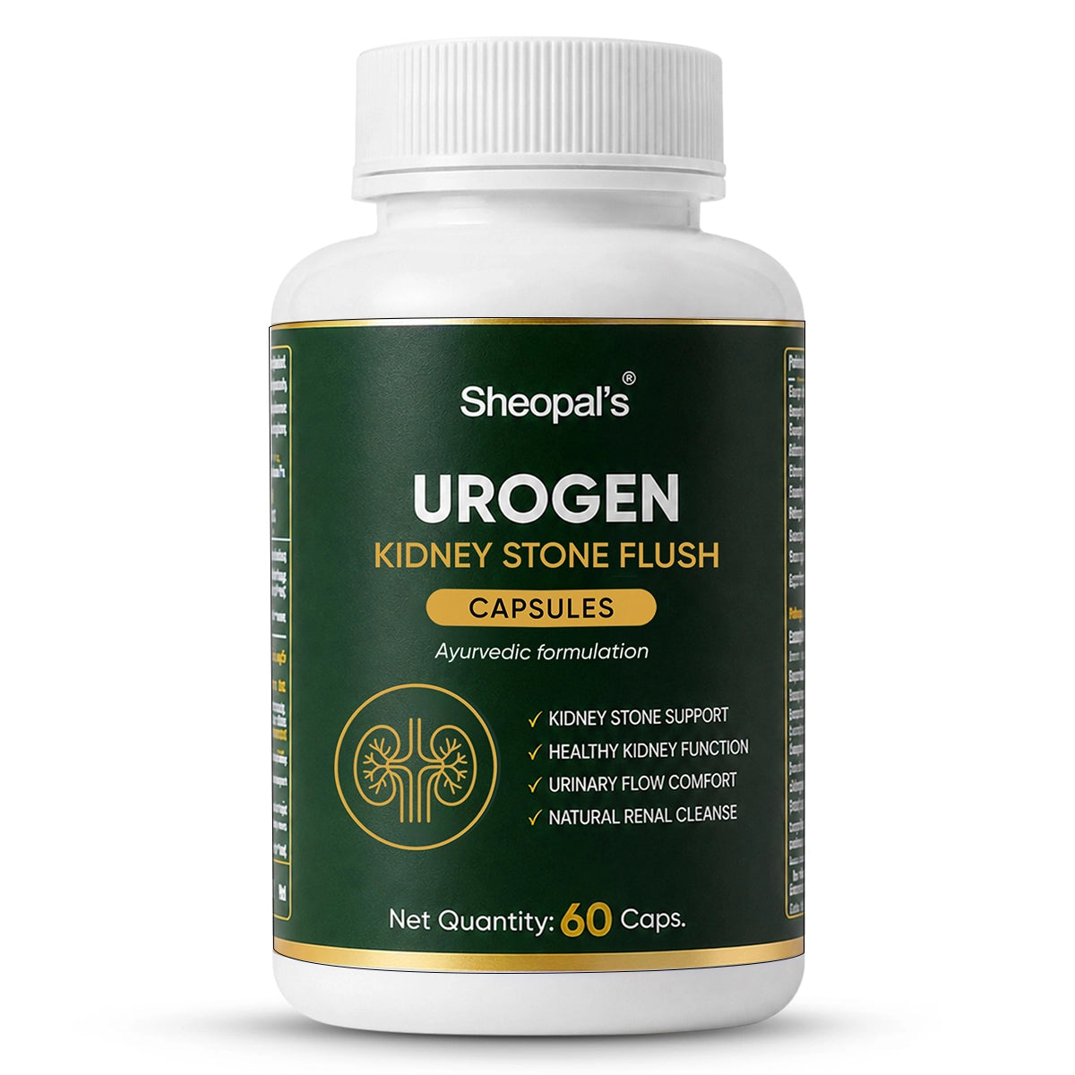 Sheopal’s UROGEN Kidney Stone Flush | Ayurvedic Kidney Care Capsules for Urinary Comfort | 60 Caps.