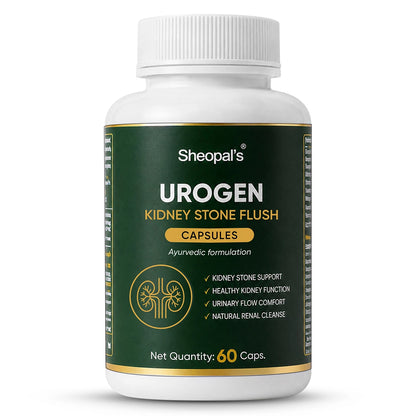 Sheopal’s UROGEN Kidney Stone Flush | Ayurvedic Kidney Care Capsules for Urinary Comfort | 60 Caps.