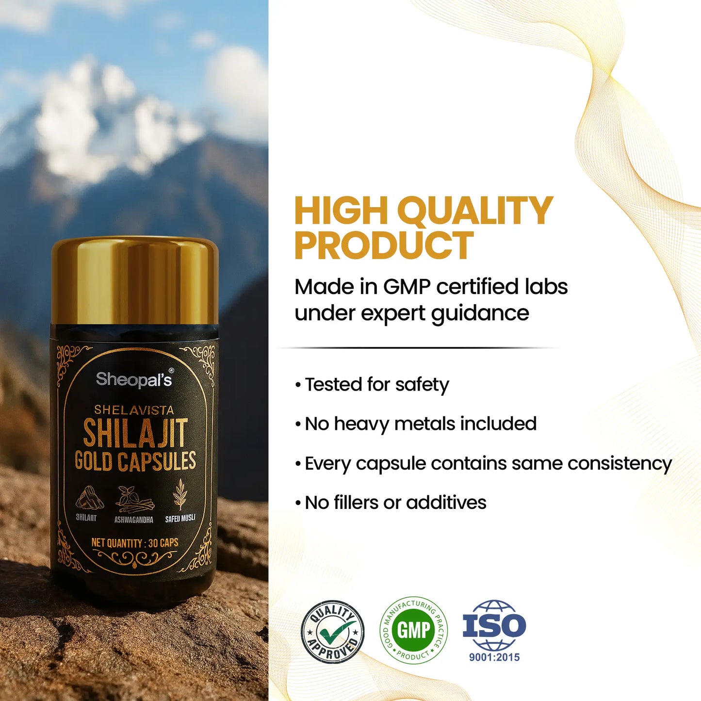 Shelavista Shilajit Gold Capsules - Ayurvedic Formula for Daily Vitality Support | 30 Capsules