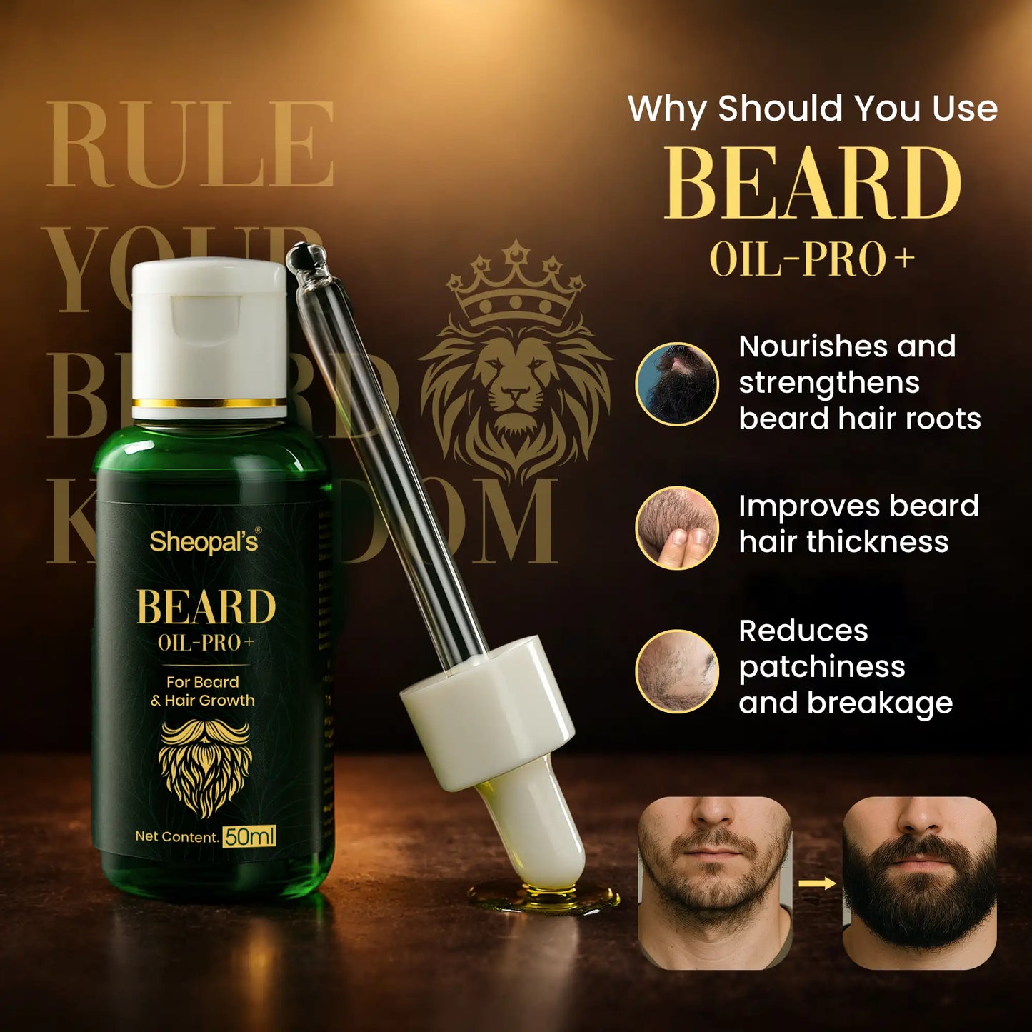 Sheopal’s Beard Oil Pro+ | Daily Beard Grooming & Care Essential | Lightweight Nourishing Oil | 50ml