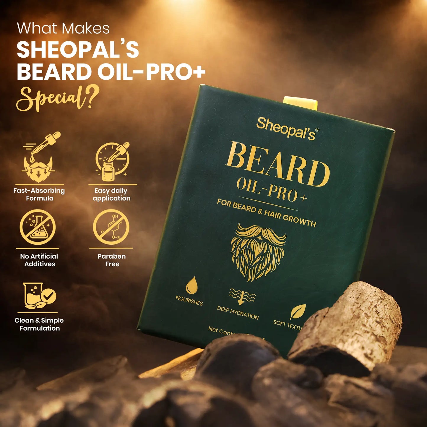 Sheopal’s Beard Oil Pro+ | Daily Beard Grooming & Care Essential | Lightweight Nourishing Oil | 50ml