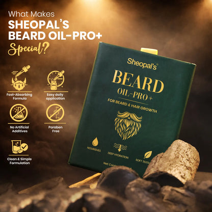 Sheopal’s Beard Oil Pro+ | Daily Beard Grooming & Care Essential | Lightweight Nourishing Oil | 50ml