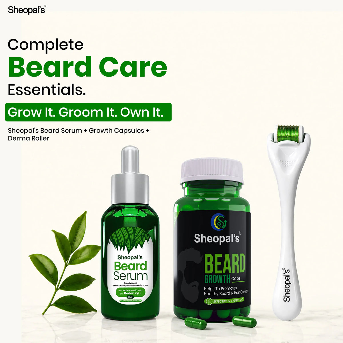  Beard Serum, Capsules, Derma Roller