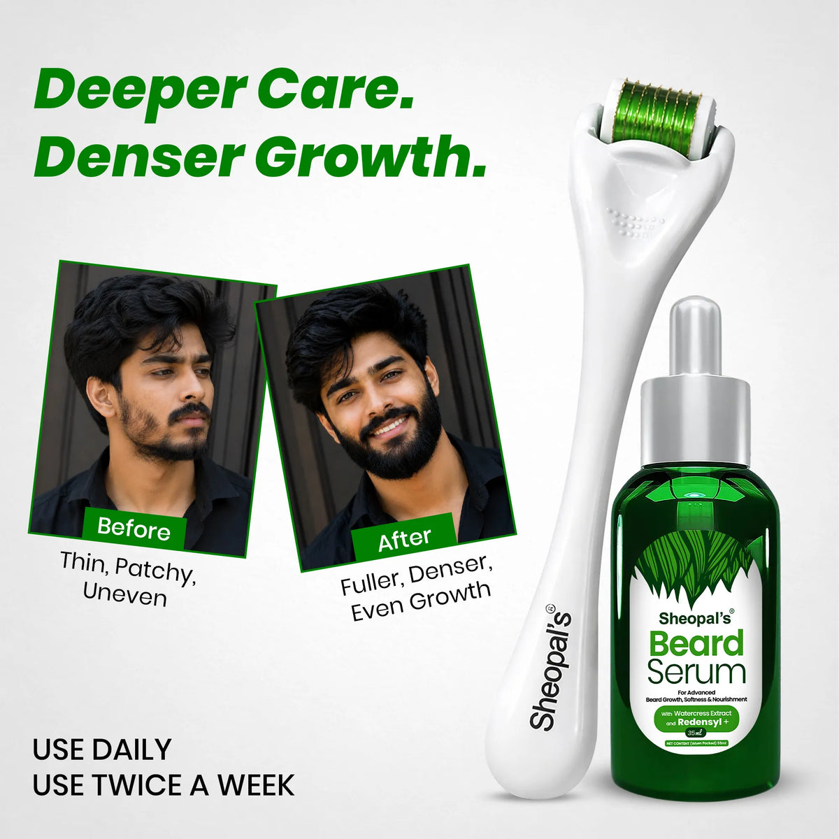 Beard Serum + Derma Roller for Men