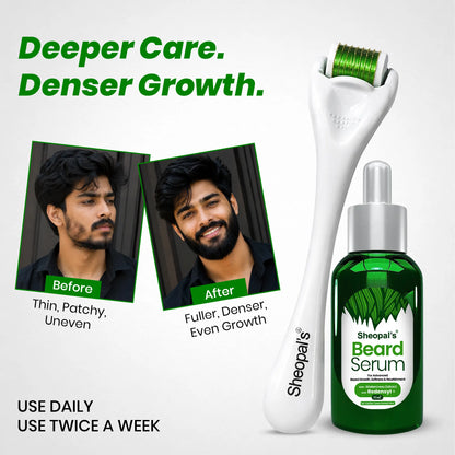 Beard Serum + Derma Roller for Men