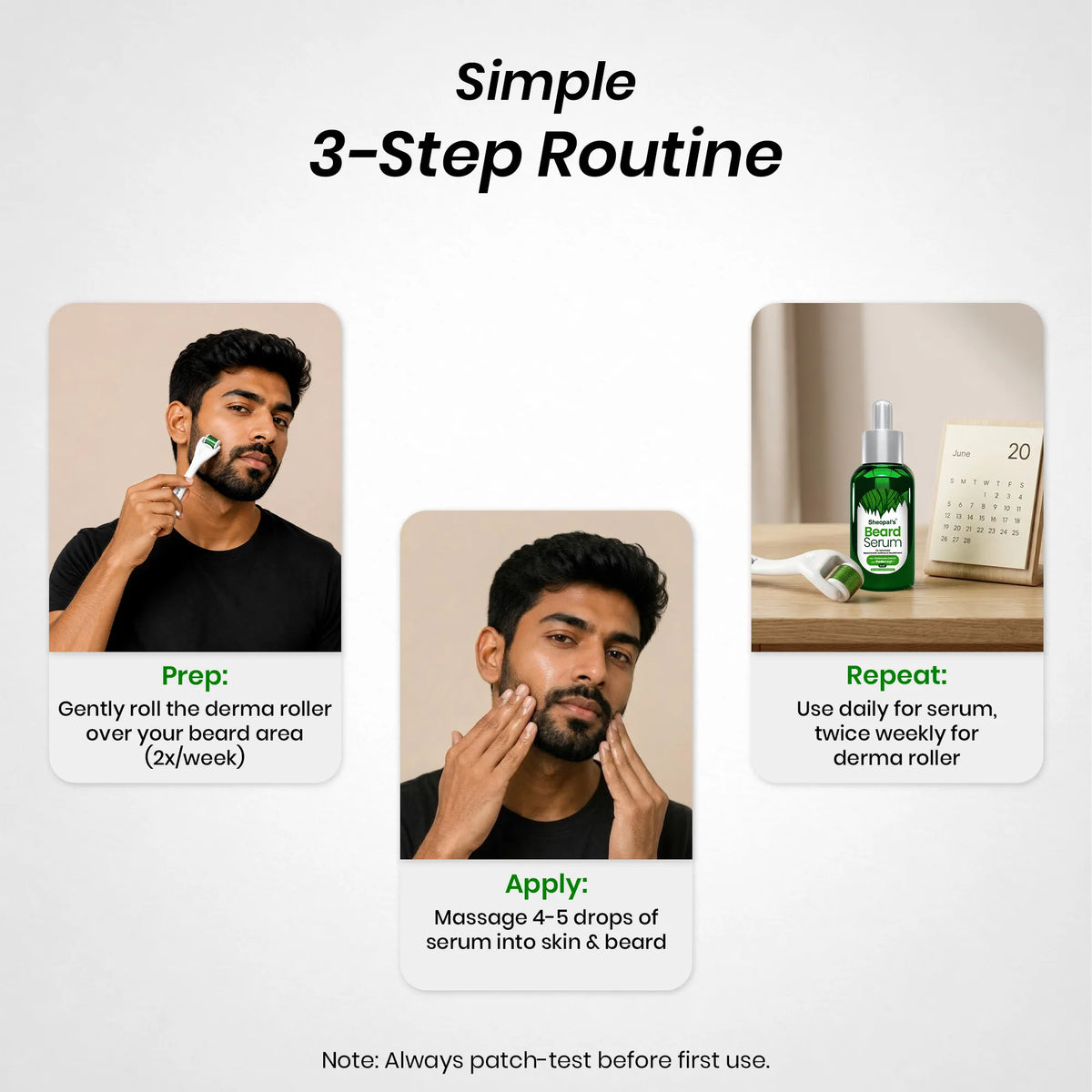 Beard Serum + Derma Roller Combo | Beard Growth Combo for Thicker, Fuller Beard