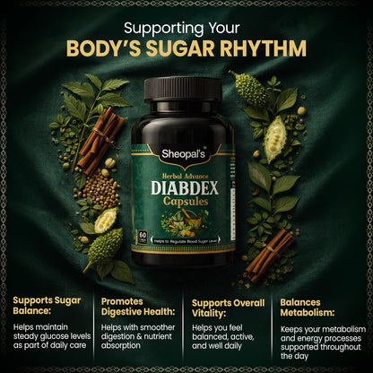 Sheopal's Herbal Advanced Diabdex Capsules | Supports Healthy Sugar Levels | 60 Capsules