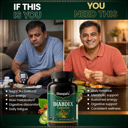 Sheopal's Herbal Advanced Diabdex Capsules | Supports Healthy Sugar Levels | 60 Capsules