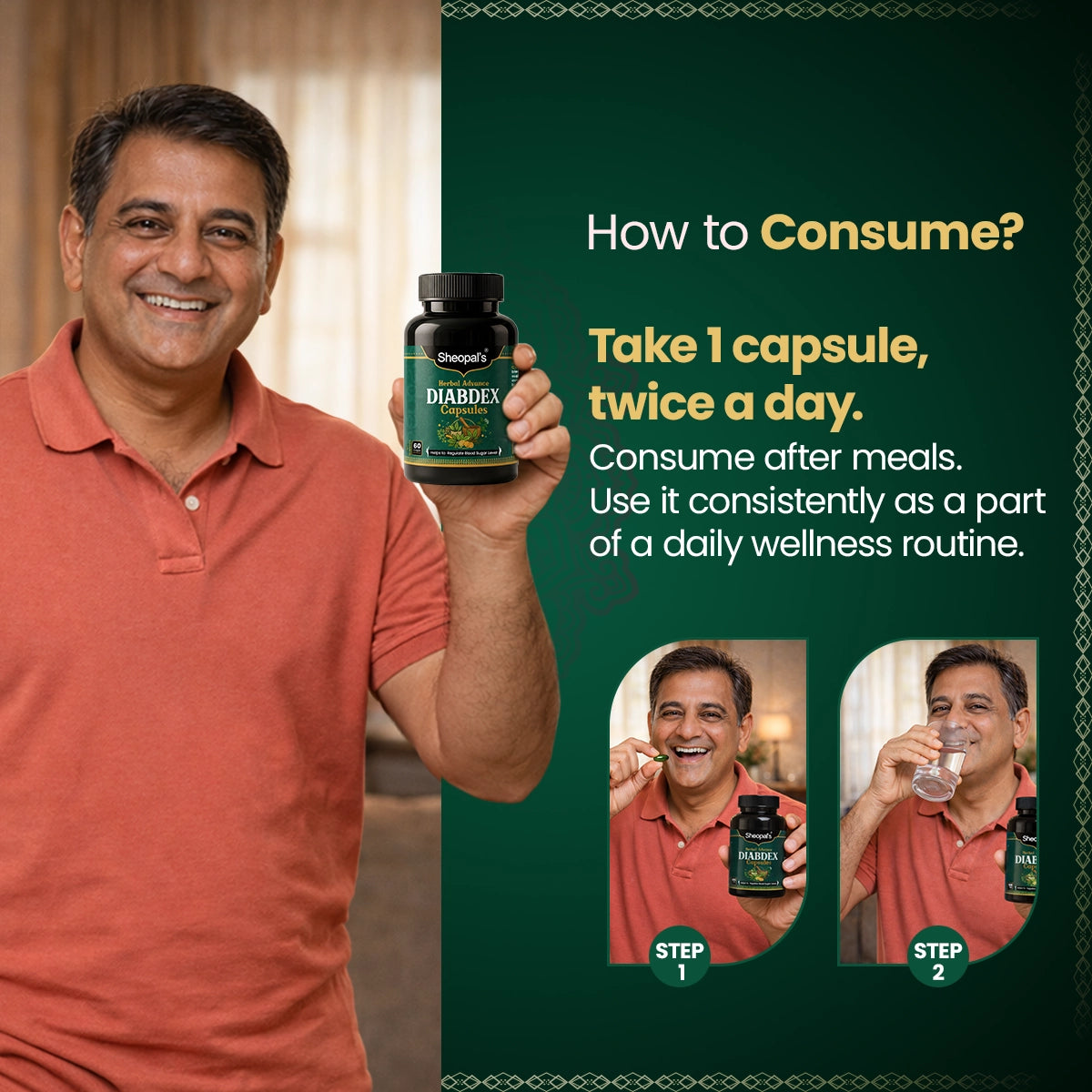 Sheopal's Herbal Advanced Diabdex Capsules | Supports Healthy Sugar Levels | 60 Capsules