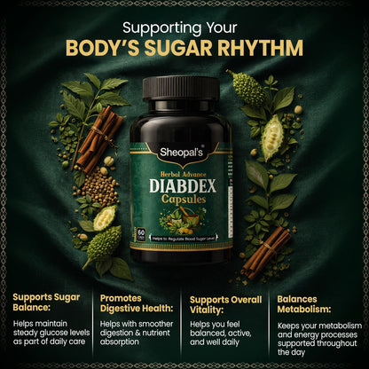 Sheopal's Herbal Advanced Diabdex Capsules | Supports Healthy Sugar Levels | 60 Capsules
