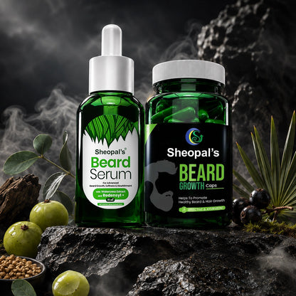Sheopal’s Beard Serum & Beard Growth Capsules Combo | Complete Beard Care Duo