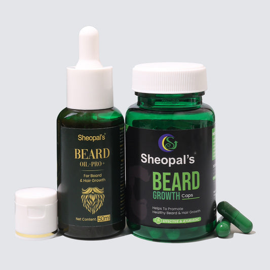 Sheopal's Beard Oil & Beard Growth Capsules Combo| Complete Ayurvedic Beard Care