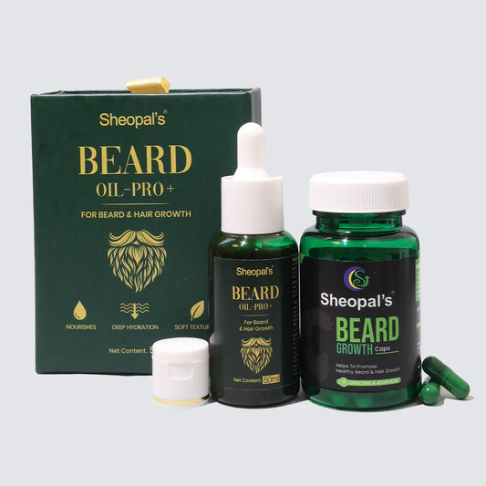 Sheopal's Beard Oil & Beard Growth Capsules Combo| Complete Ayurvedic Beard Care