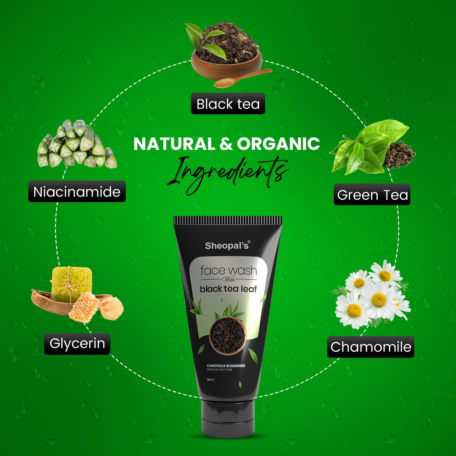Black Tea Leaf Face Wash for Glowing Skin Sheopals