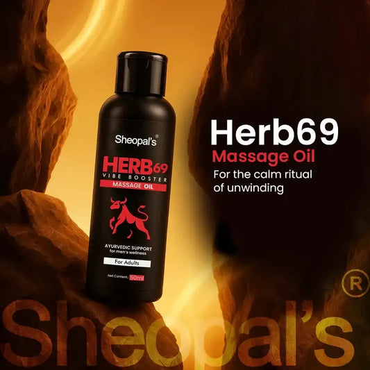 Sheopal’s Herb69 Vibe Booster Massage Oil | Ayurvedic Oil for Men’s Wellness | 50ml