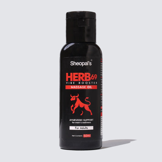 Sheopal’s Herb69 Vibe Booster Massage Oil | Ayurvedic Oil for Men’s Wellness | 50ml