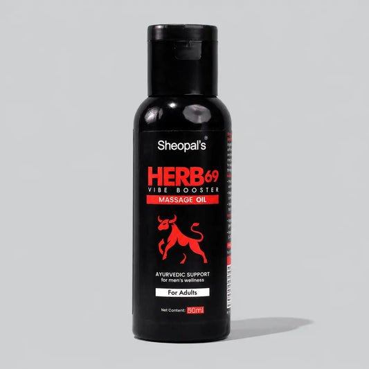 Sheopal’s Herb69 Vibe Booster Massage Oil | Ayurvedic Oil for Men’s Wellness | 50ml