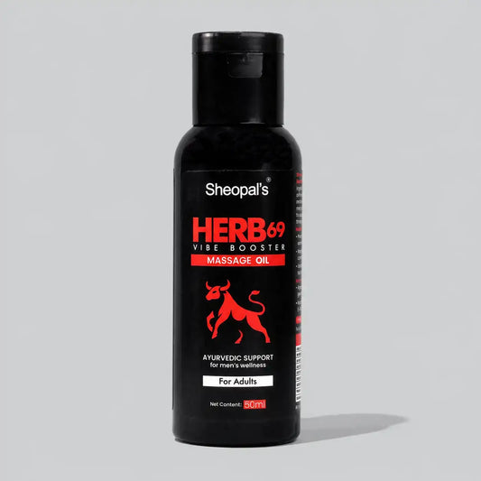 Sheopal’s Herb69 Vibe Booster Massage Oil | Ayurvedic Oil for Men’s Wellness | 50ml
