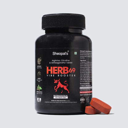 Sheopal's Herb69 Vibe Booster Tablets | Men's Daily Wellness & Energy Support | 60 Tablets