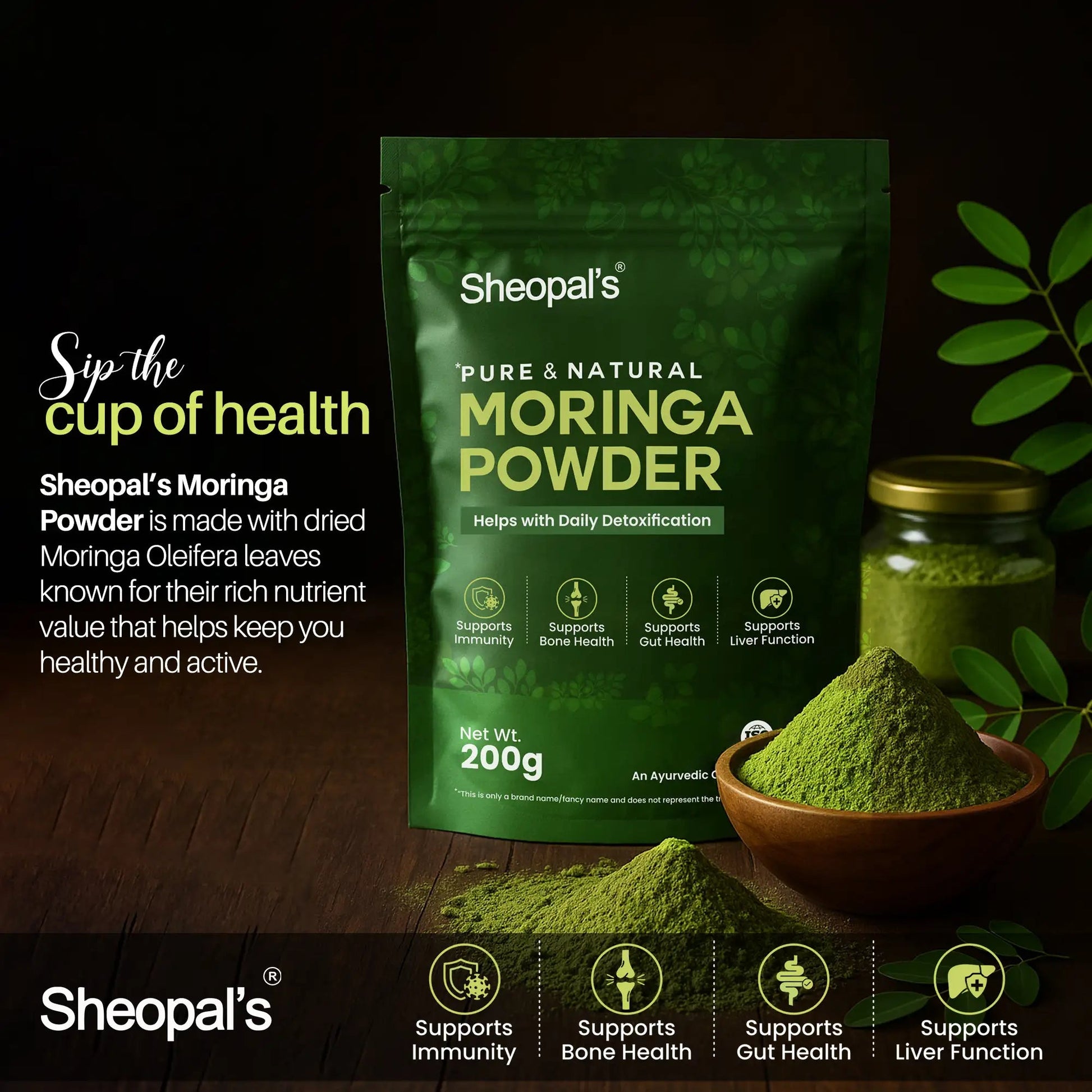 Sheopal's Moringa Leaf Powder | Naturally Boost Energy Levels, Improves Stamina & Vitality Sheopals
