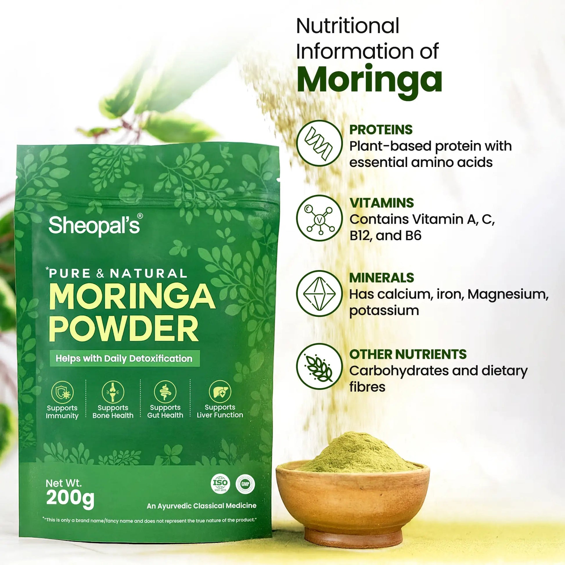 Sheopal's Moringa Leaf Powder | Naturally Boost Energy Levels, Improves Stamina & Vitality Sheopals