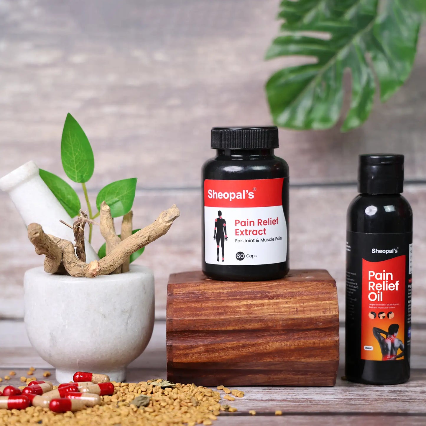 Ayurvedic Pain Relief Extract Capsule and Oil Combo,(120ml Oil + 60 Capsules)