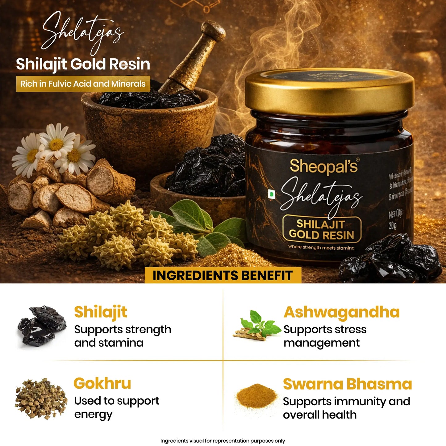 Shelatejas Shilajit Gold Resin | Ayurvedic Formula for Overall Health & Energy
