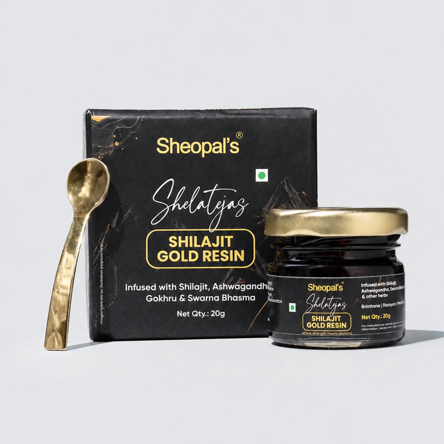 Sheopal’s Shelatejas Shilajit Gold Resin | Ayurvedic Care For Daily Strength, Stamina & Wellness Support | 20 grams