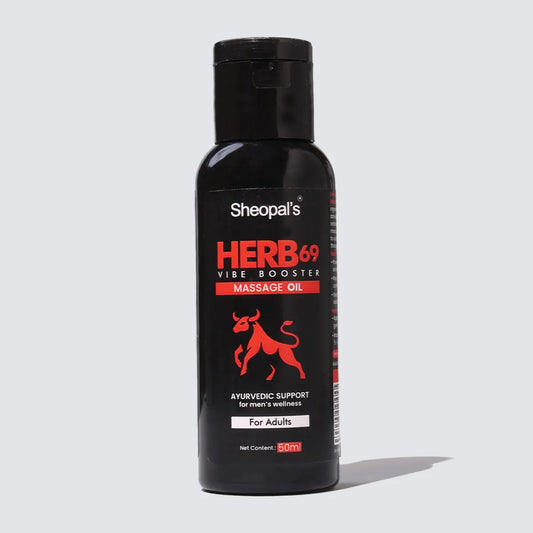 Sheopal’s Herb69 Vibe Booster Massage Oil | Ayurvedic Oil for Men’s Wellness | 50ml