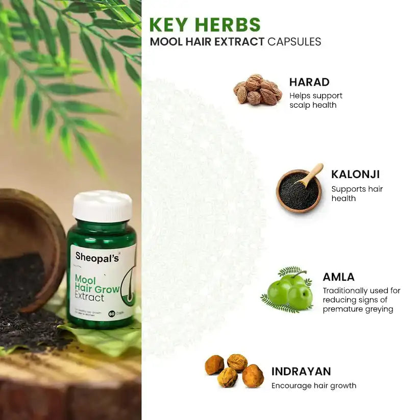 Mool Hair Grow Extract Capsule | Ayurvedic Hair Nourishment & Healthy Hair Support | 60 Caps