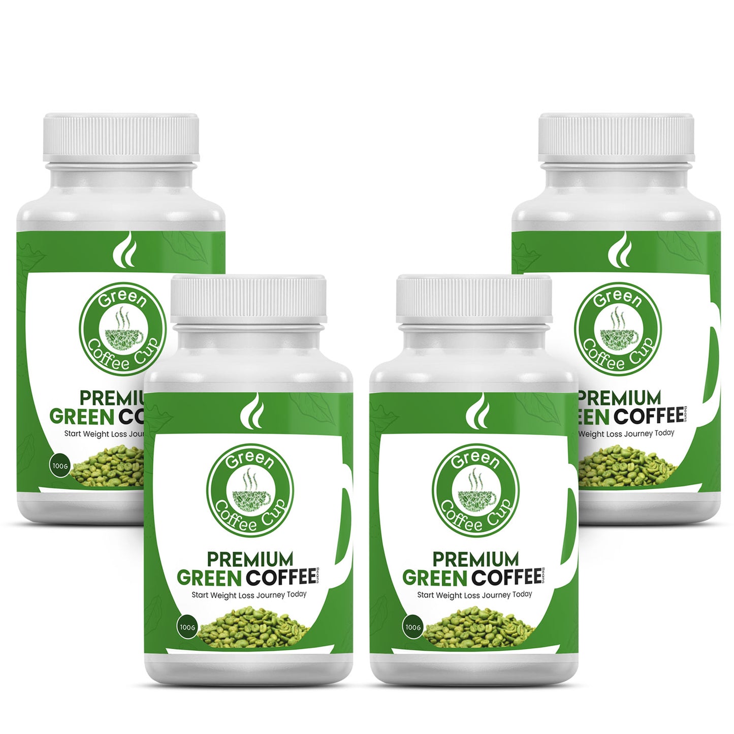 Premium green coffee beans pack of four bottles