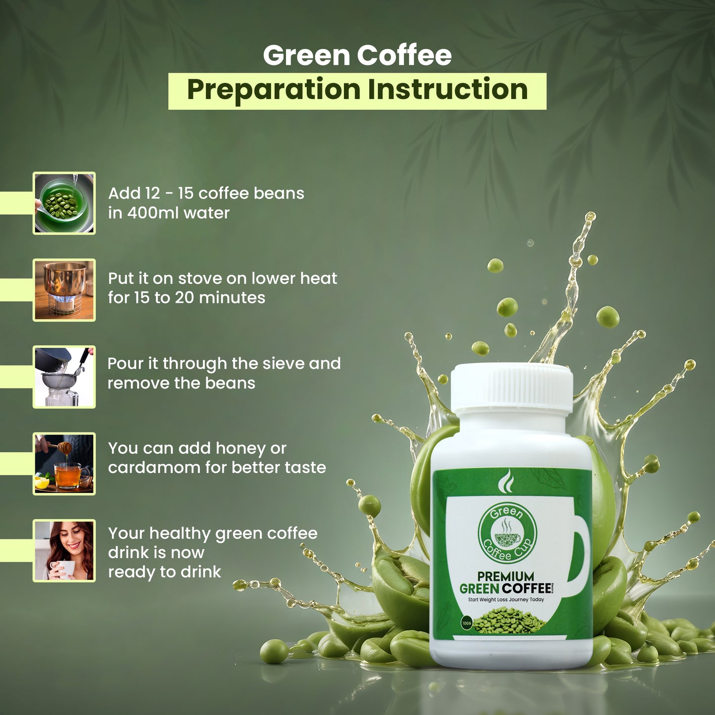 Green coffee beans preparation instructions