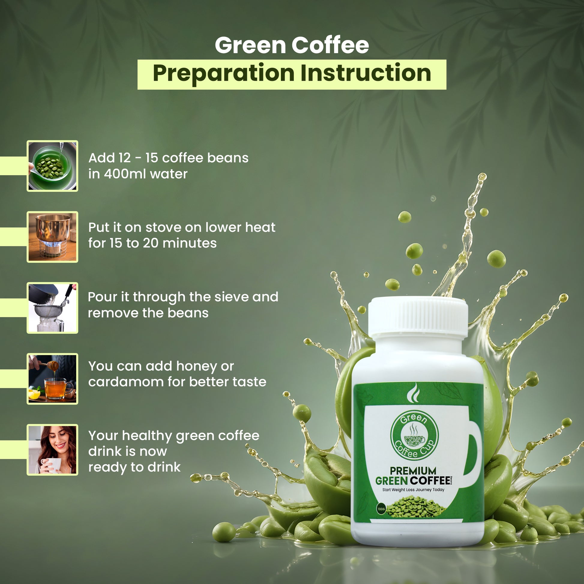 Green coffee beans preparation instructions
