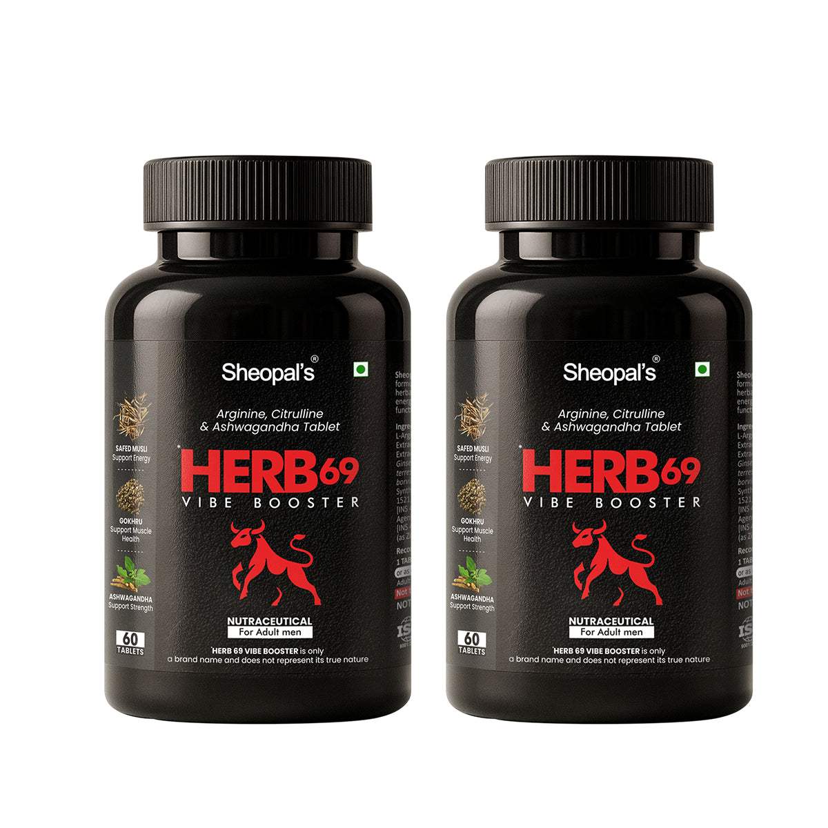 Herb69 Vibe Booster Tablets | Men's Daily Wellness & Energy Support | 60 Tablets