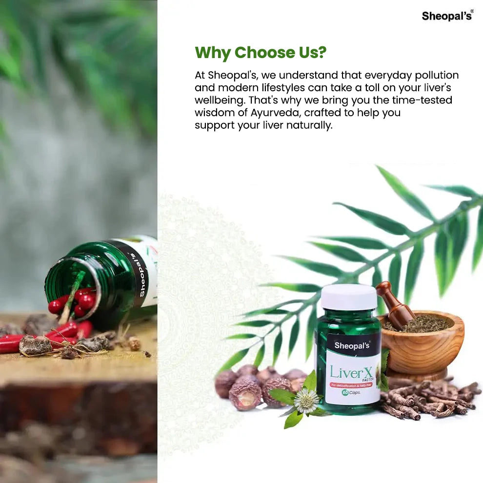 Sheopal's LiverX Factor | Ayurvedic Liver Care Capsules | 60 Caps