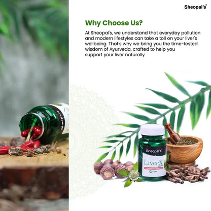 Sheopal's LiverX Factor | Ayurvedic Liver Care Capsules | 60 Caps