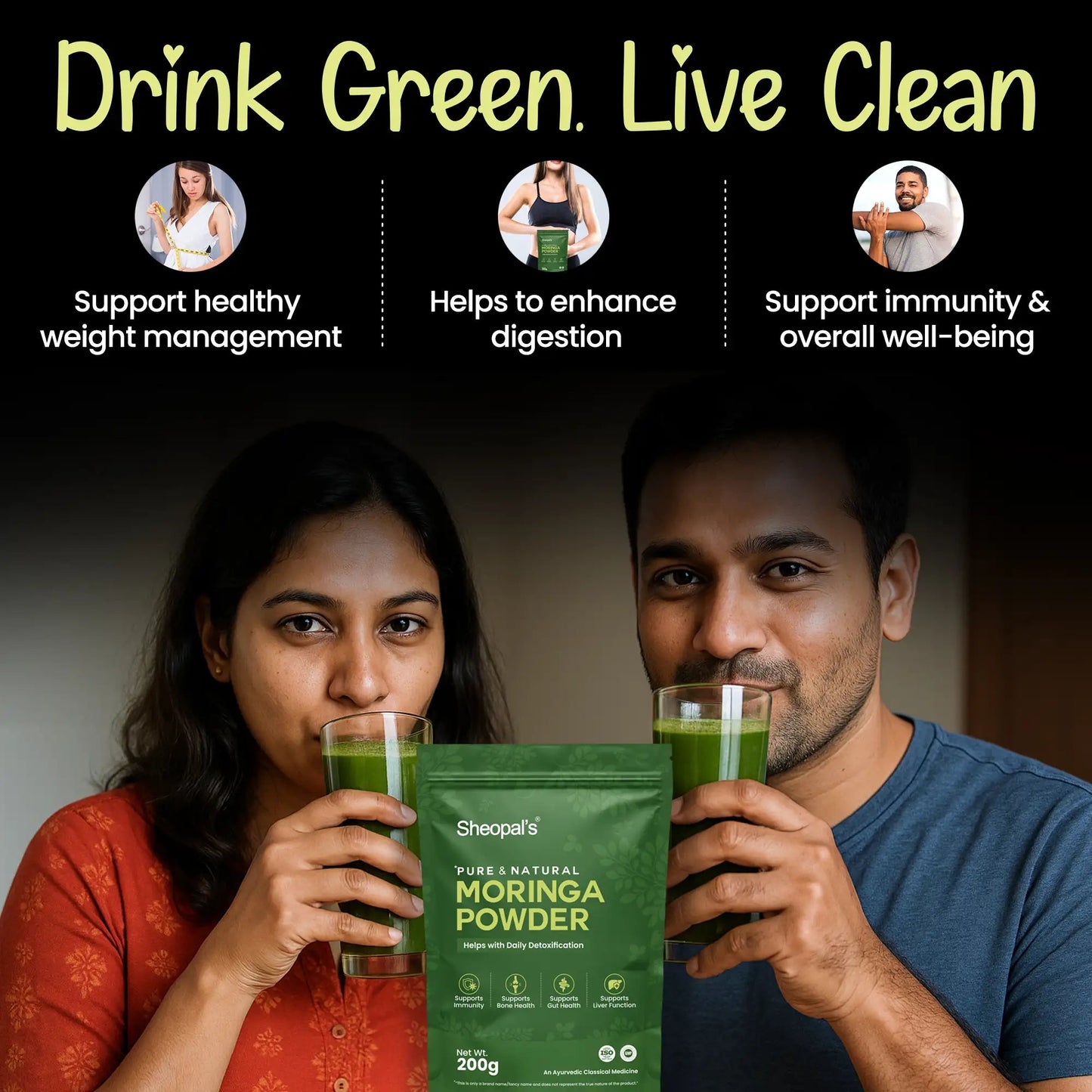 organic moringa powder green drink health benefits