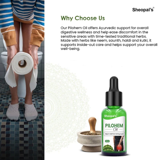 Sheopals Pilohem Oil for piles with Ayurvedic herbs