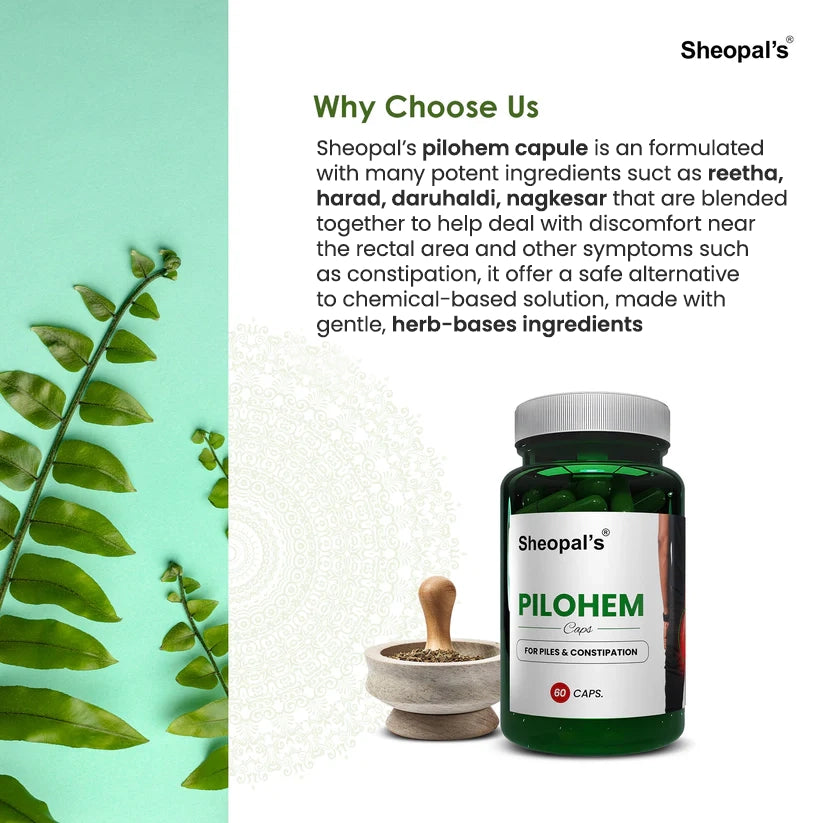Sheopal's Pilohem Capsules | Ayurvedic Capsules for Digestive Comfort & Gut Wellness